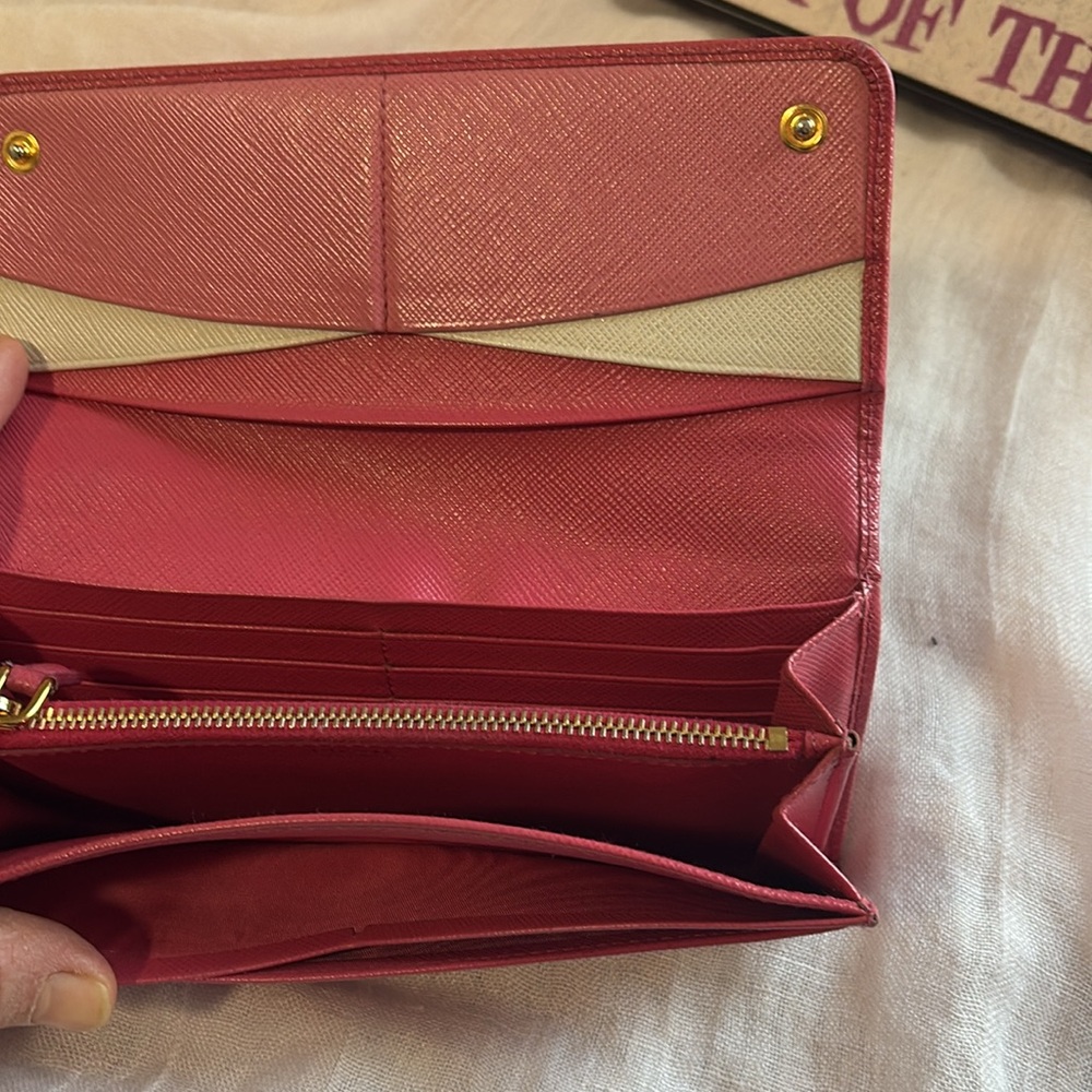 Prada Continental Wallet Pink Saffiano Metal Leather - Picture 6 of 12